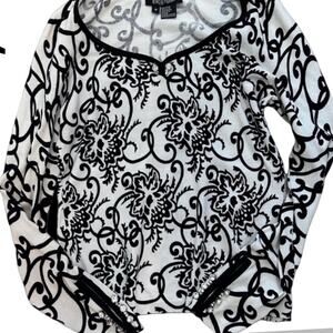 Carlisle Ectetera black and white long sleeve sweater w Crystal accents